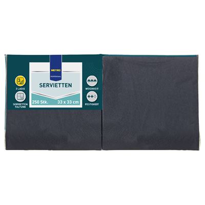 Guardanapos METRO Professional 33x33cm 3 Folhas Preto 250un