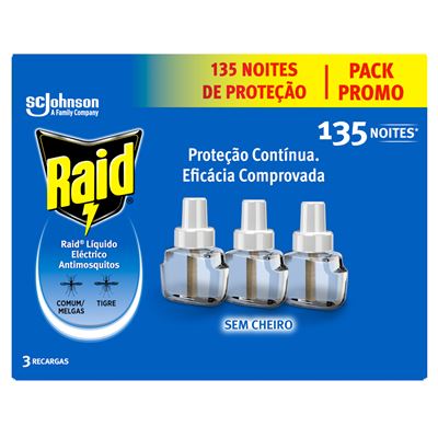 Recarga Raid Líquido para Aparelho Elétrico Antimosquitos 27ml 3un