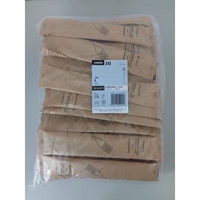 Garfo Descartável Papstar Plástico 16,5cm 50un