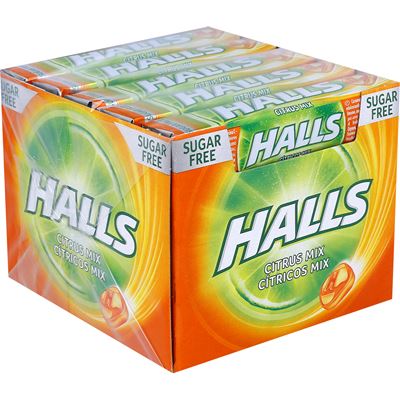 Rebuçados Halls Vitamina C Cítricos sem Açúcar 20 Unidades