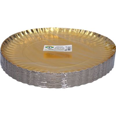 Pratos Descartáveis Palmilar Metalizados Ouro 27cm 25un