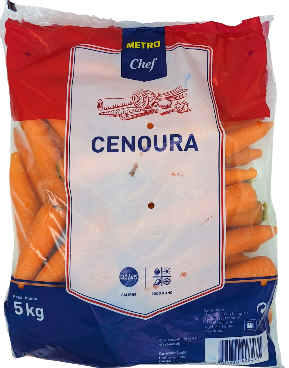METRO Chef Cenoura Categoria I Calibre 30/45 5kg