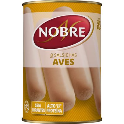 Salsichas de Aves Nobre 8 un. Lata 200g