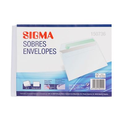 Envelopes Sigma 190x250mm 100gr (50 unidades)