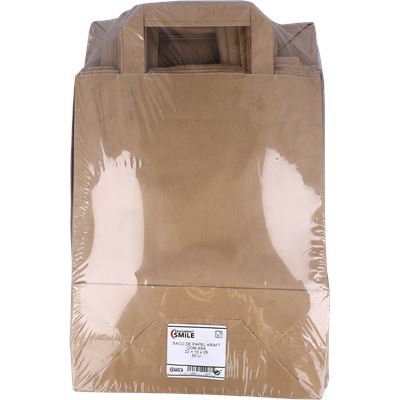 Saco de Papel Kraft com Asa Fragment Smile 22+10x29cm 50un