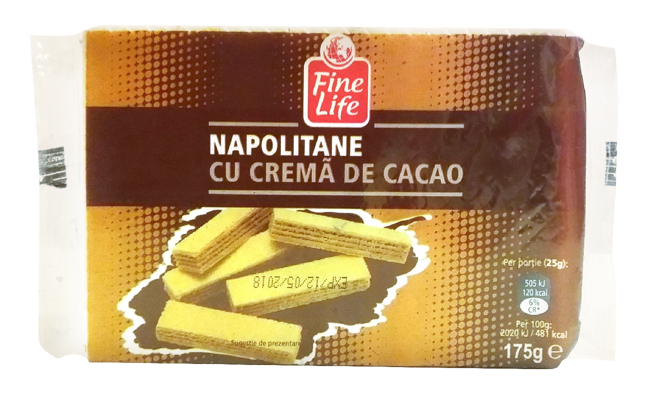 Fine Life Napolitane cu Crema de Cacao 175 g