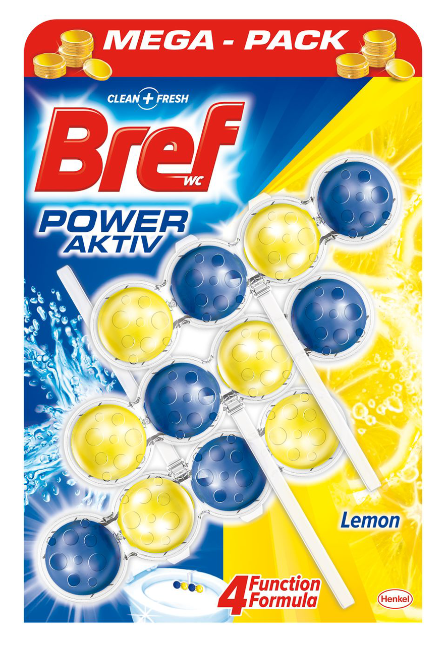 Bref Power Aktiv Set 3 Odorizante Toaleta Lemon x 50 g