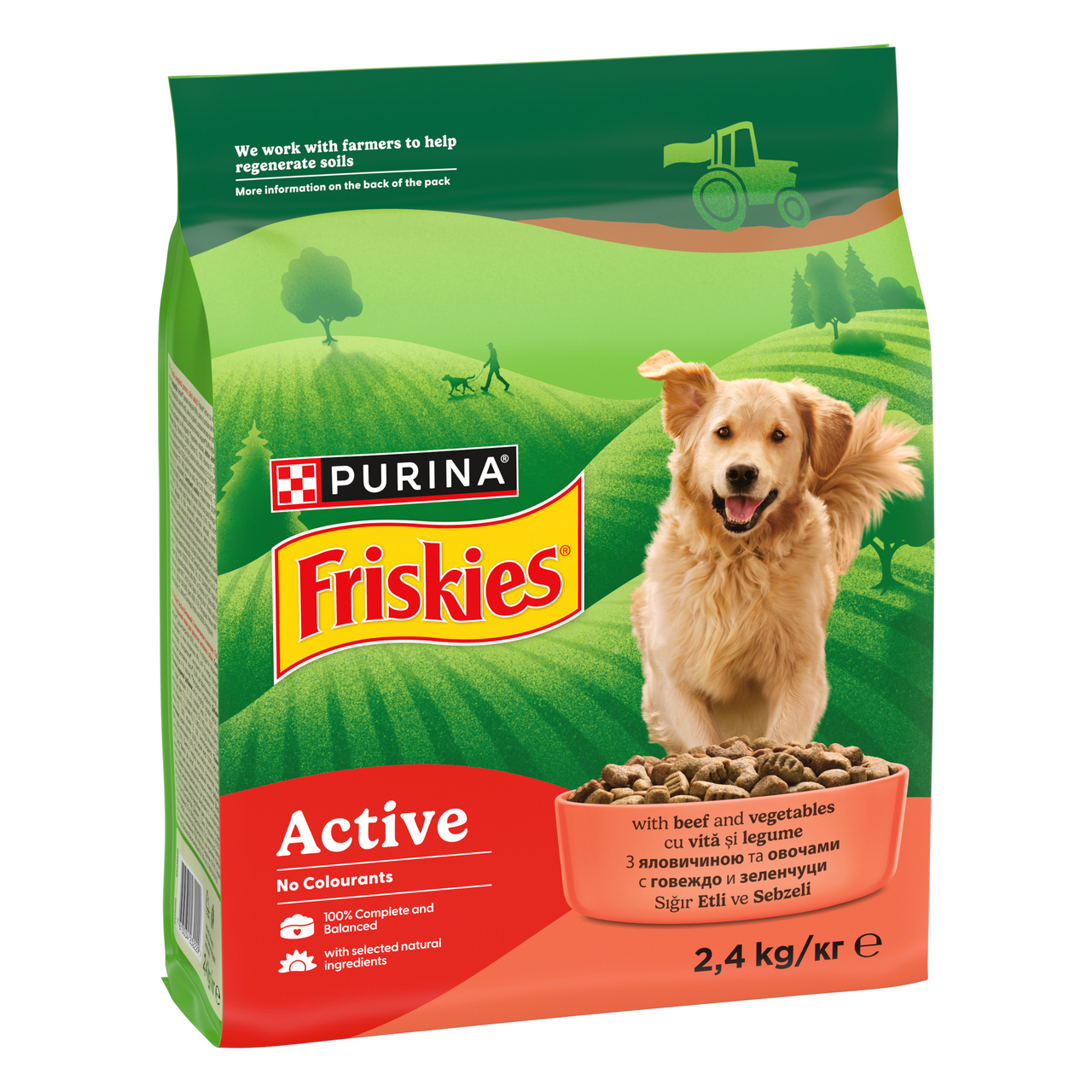 Friskies Adult Active Hrana Uscata pentru Caini cu Vita 2,4 Kg