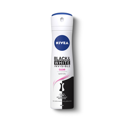 Deodorante - NIVEA Black & White Invisible Clear Deodorant Spray Antiperspirant pentru femei, protecție împotriva petelor, 48H, 150 ml