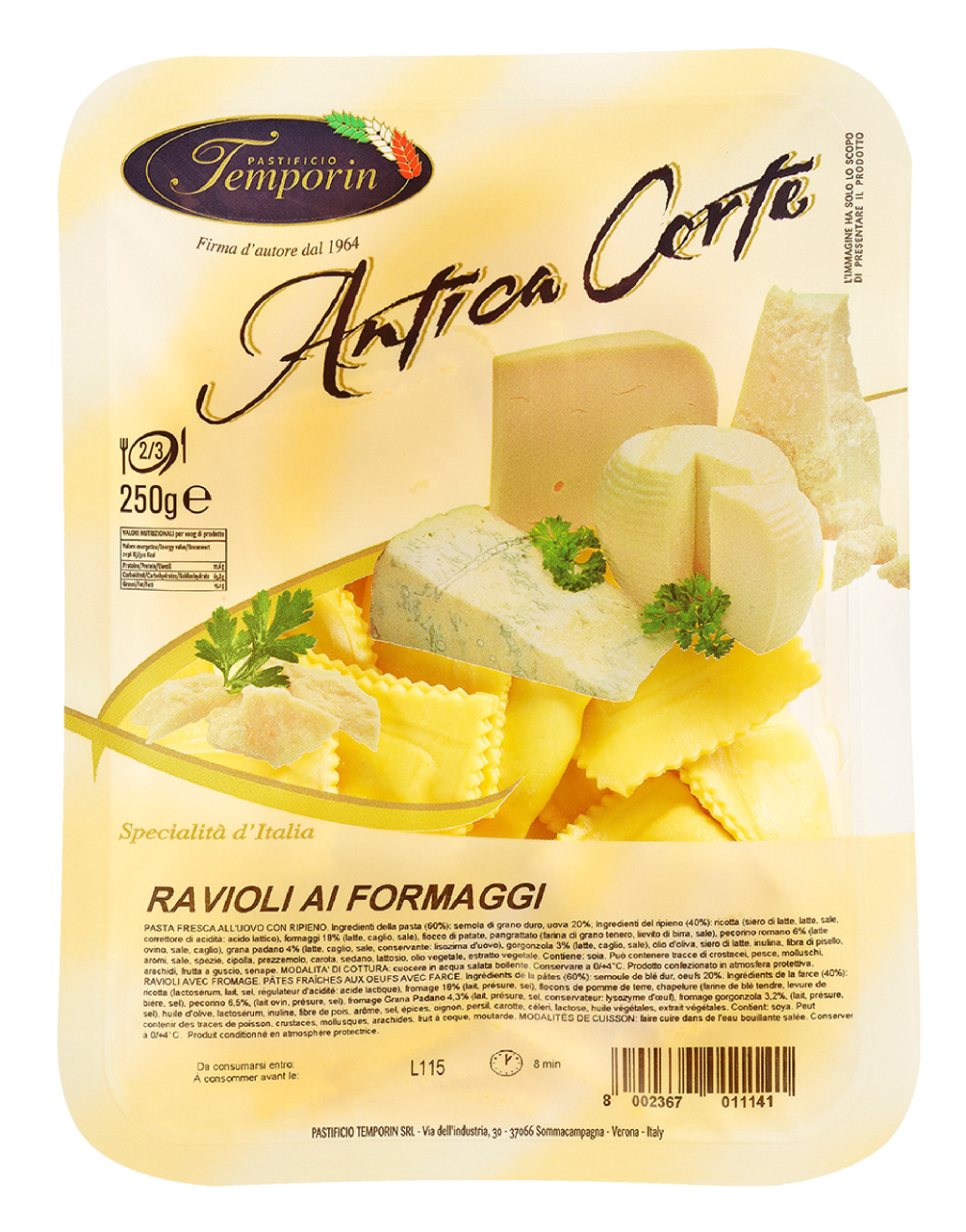 ANTICA Paste Ravioli cu Branza 250 g