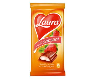 LAURA Ciocolata cu Lapte si Crema de Capsuni 4 x 92 g