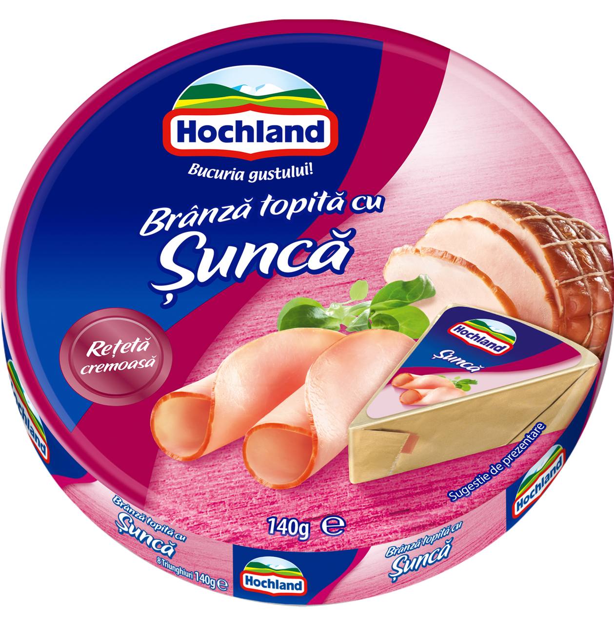 Hochland Branza Topita Triunghiuri Sunca 140 g