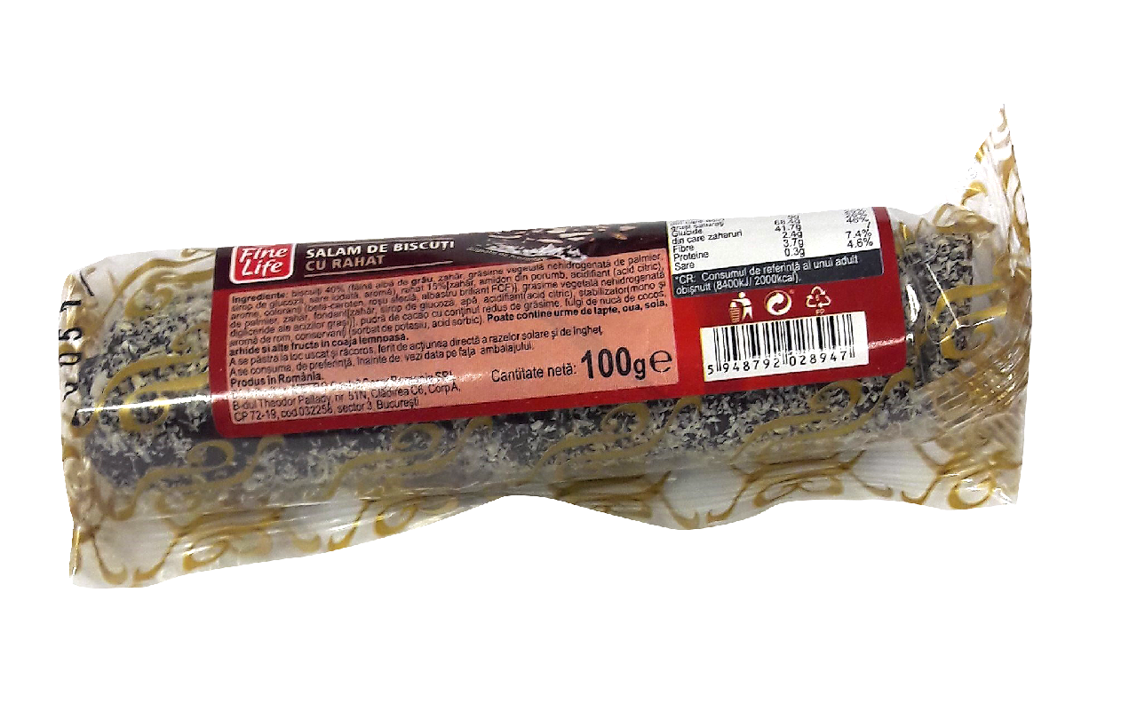 Fine Life Salam de Biscuiti cu Rahat 100 g