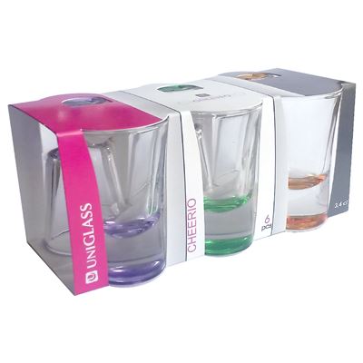 UNIGLASS Cheerio Set 6 Pahare Colorate 34 ml