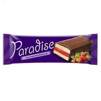 PARADISE Prajitura cu Glazura si Crema de Capsuni 24 x 25 g