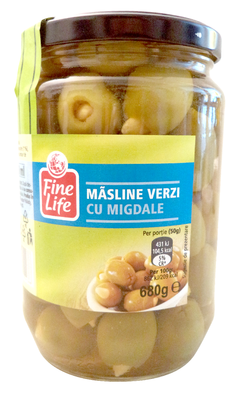 Fine Life Masline Verzi cu Migdale 420 g