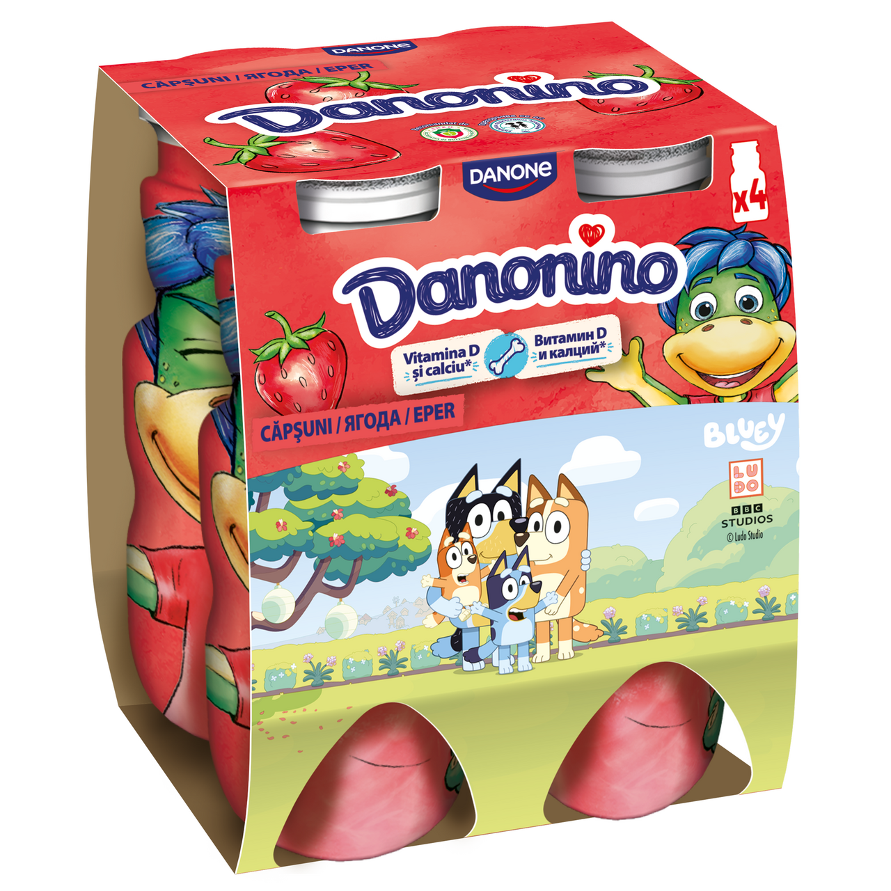 Danonino Iaurt de Baut cu Capsuni 4 x 100 g