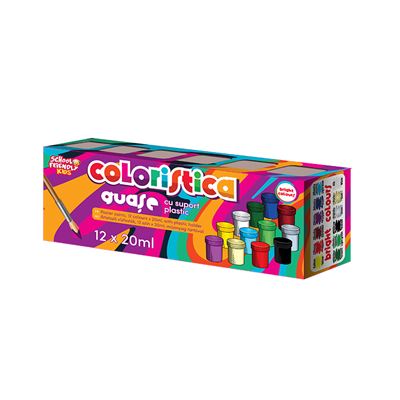 SCHOOL FRIENDLY COLORISTICA Guase cu Suport Plastic 12 Culori 240 g