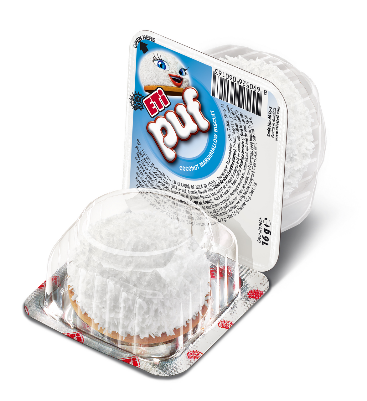 ETI PUF Biscuite cu Bezea Cocos 48 x 16 g