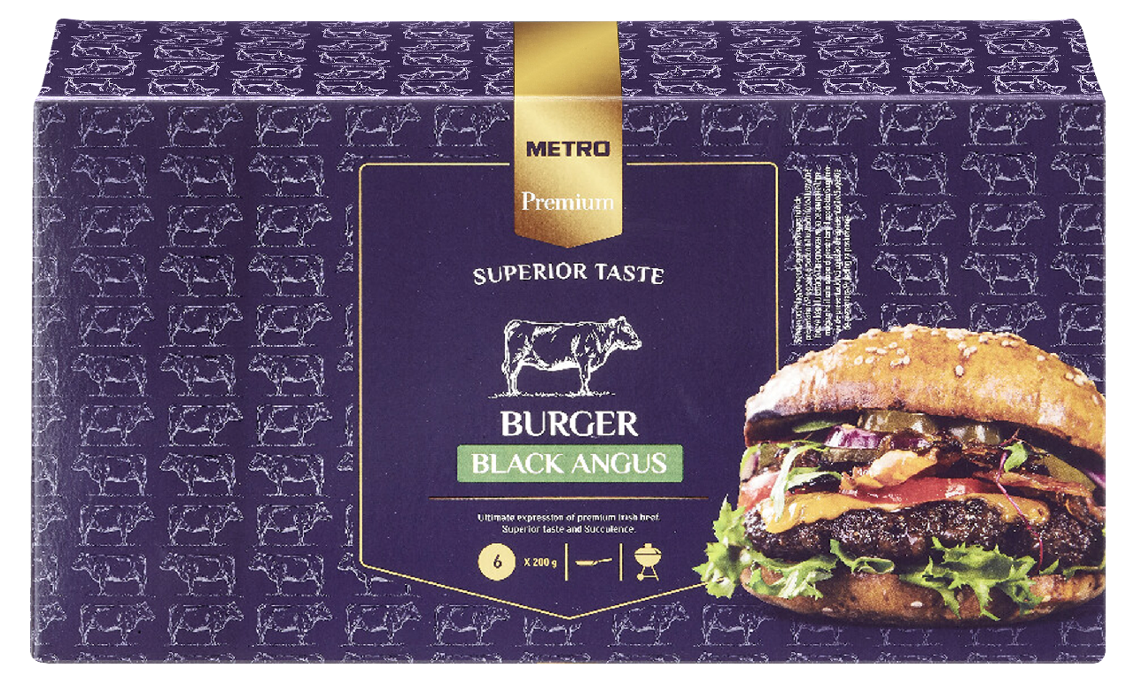 METRO Premium Burger Black Angus Congelat 6 X 200G ❄