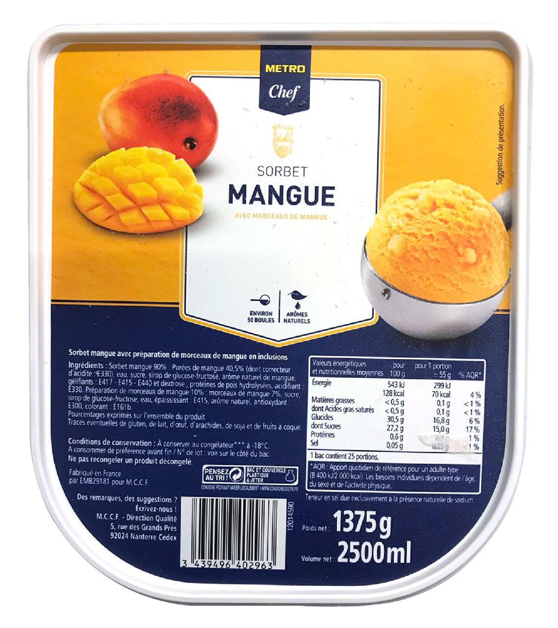 METRO Chef Sorbet Mango 2,5 L ?