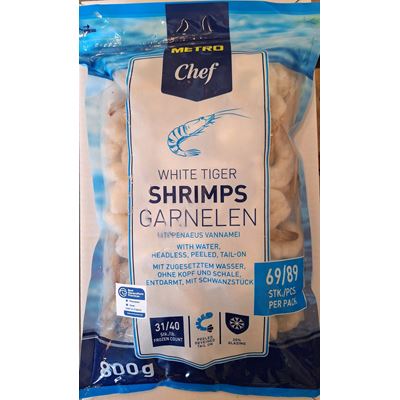 METRO Chef Creveti Whiteleg, Cruzi, Decorticati, Curatati, cu Codita, 31-40, 800 g ❄