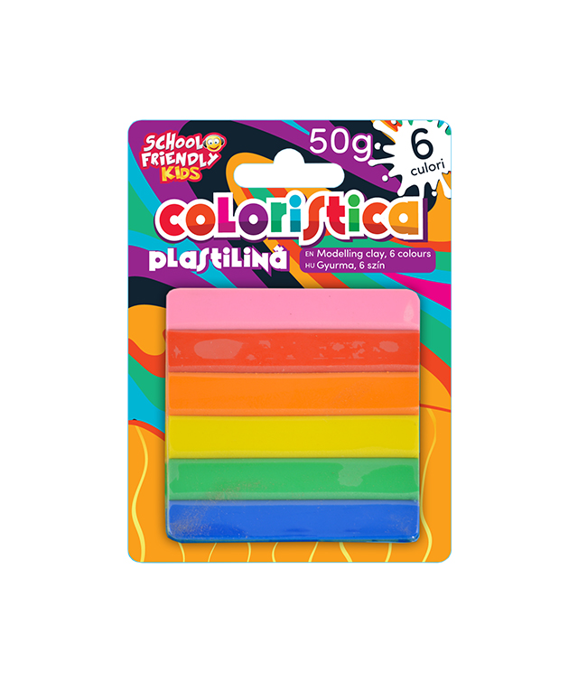 SCHOOL FRIENDLY COLORISTICA Plastilina 6 Culori 50 g