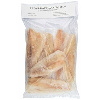 Cod Alaska Pollock File, Calibru 100-200 g, 450 g ❄