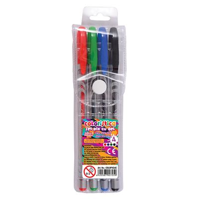 SCHOOL FRIENDLY COLORISTICA Pix cu Gel Diverse Culori 4 bucati