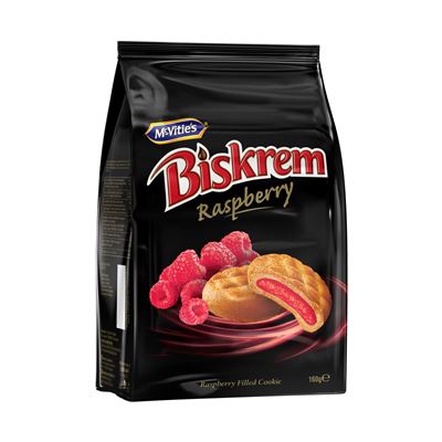 BISKREM Biscuiti cu Crema de Zmeura 160 g