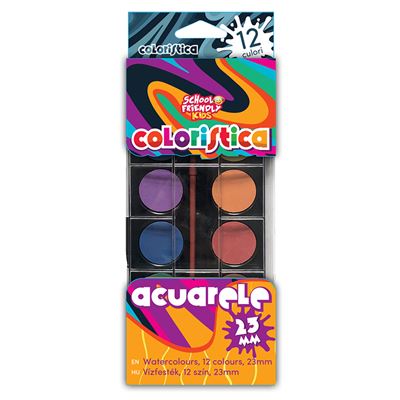 SCHOOL FRIENDLY COLORISTICA Acuarele 12 Culori 102 g