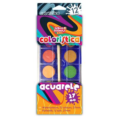 SCHOOL FRIENDLY COLORISTICA Acuarele 12 Culori 141 g