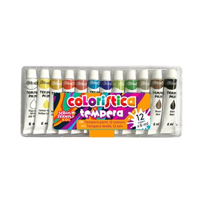 SCHOOL FRIENDLY COLORISTICA Acuarele Tempera 12 Culori 60 g