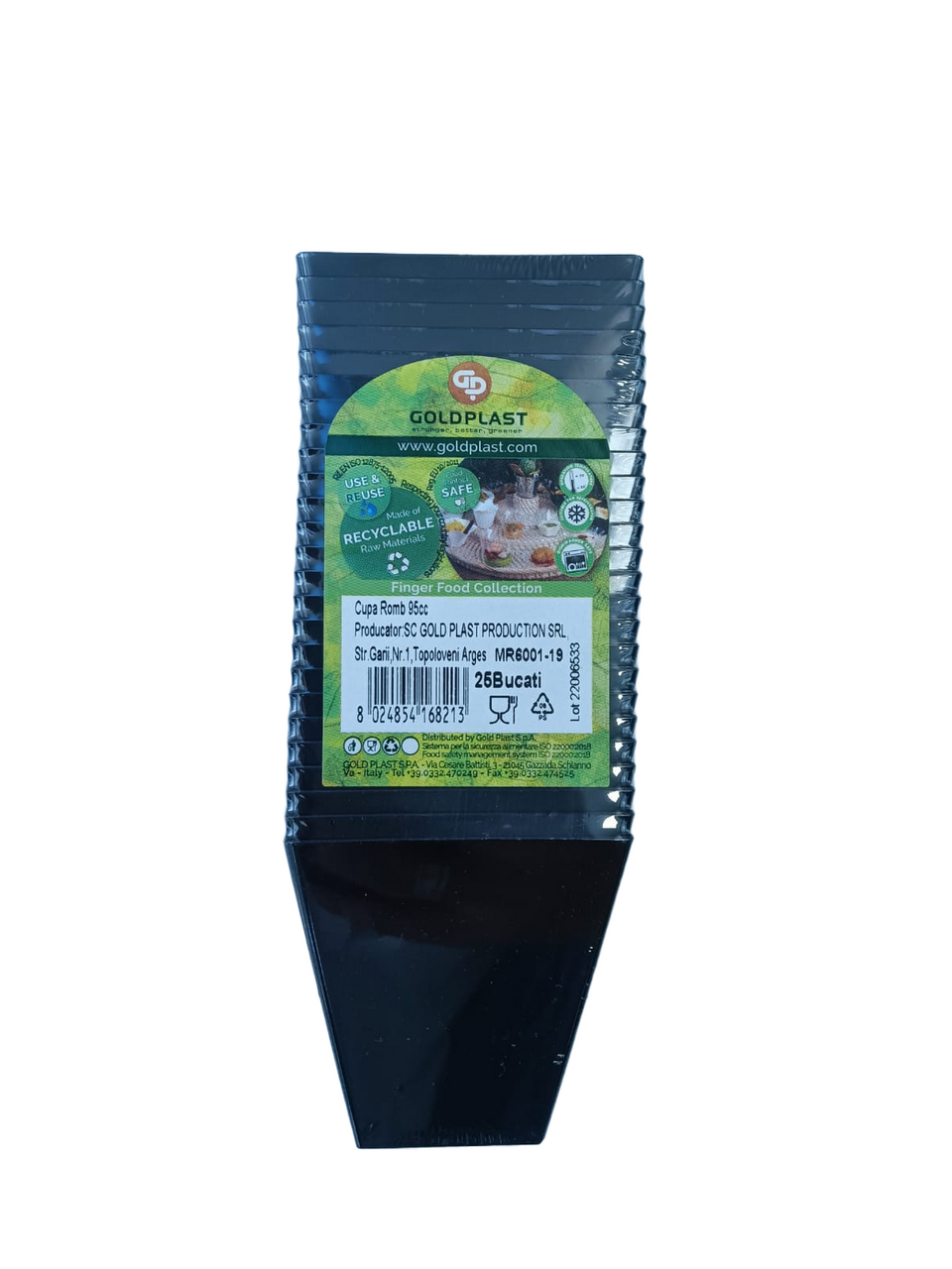 GOLD PLAST Boluri Patrate Negre 95 ml 25 bucati