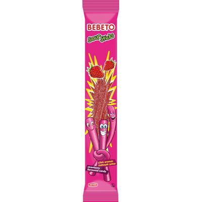 BEBETO Sour Stick Jeleu Capsuni 24 x 35 g