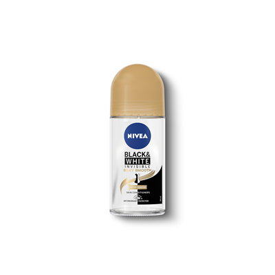 Deodorante - NIVEA Black & White Invisible Silky Smooth Deodorant Antiperspirant Roll-On pentru femei, protecție 48H, 50 ml