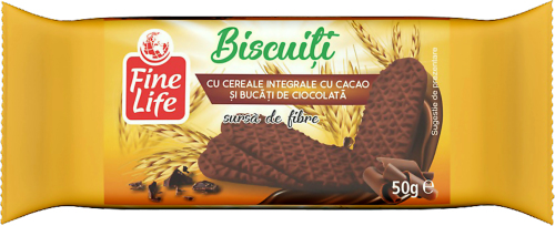 Fine Life Biscuiti cu Cereale si bucati de Ciocolata 50 g