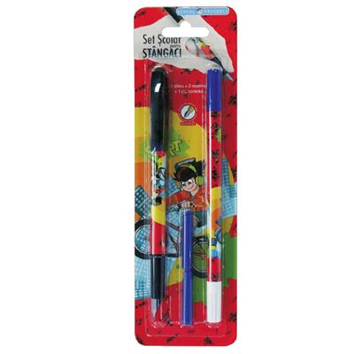 SCHOOL FRIENDLY Stilou cu Penita Iridium+Corector+2 Rezeve pentru Stangaci Baieti