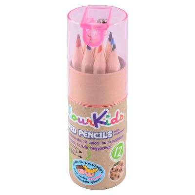 SCHOOL FRIENDLY COLORISTICA Set 12 Creioane Colorate Hexagonale cu Ascutitoare