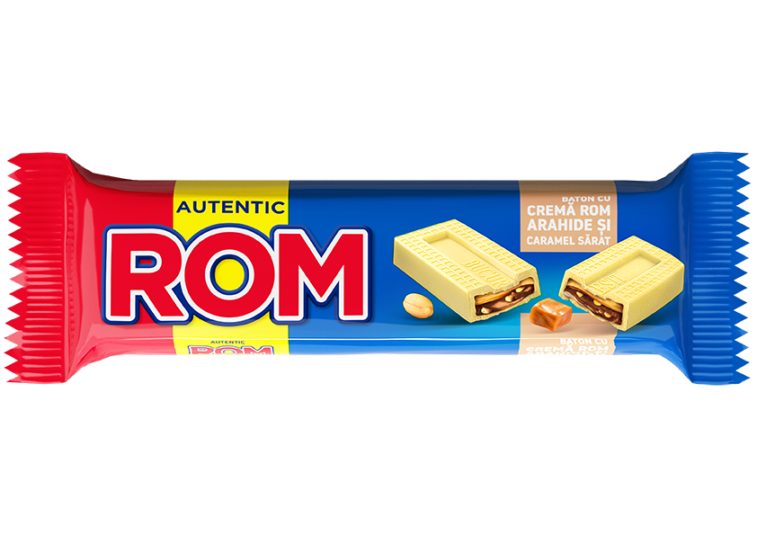 ROM Baton de Ciocolata Alba cu Arahide si Caramel 4 x 44 g