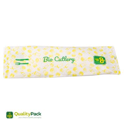 QualityPack Tacamuri Biodegradabile Furculita, Cutit si Servetel 50 Seturi
