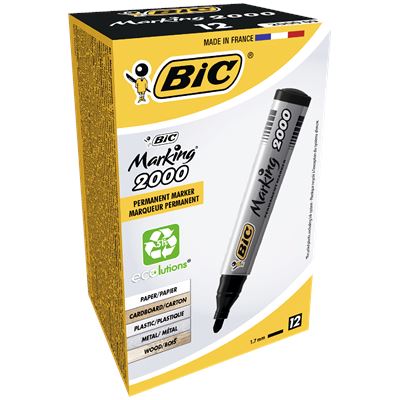 BiC Marker 2000 Negru cu Varf Rotund 12 bucati