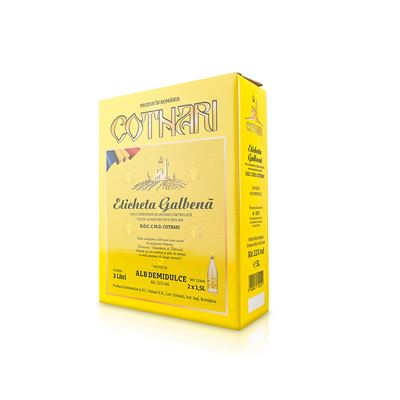 COTNARI Eticheta Galbena Vin Alb Demidulce 3 L