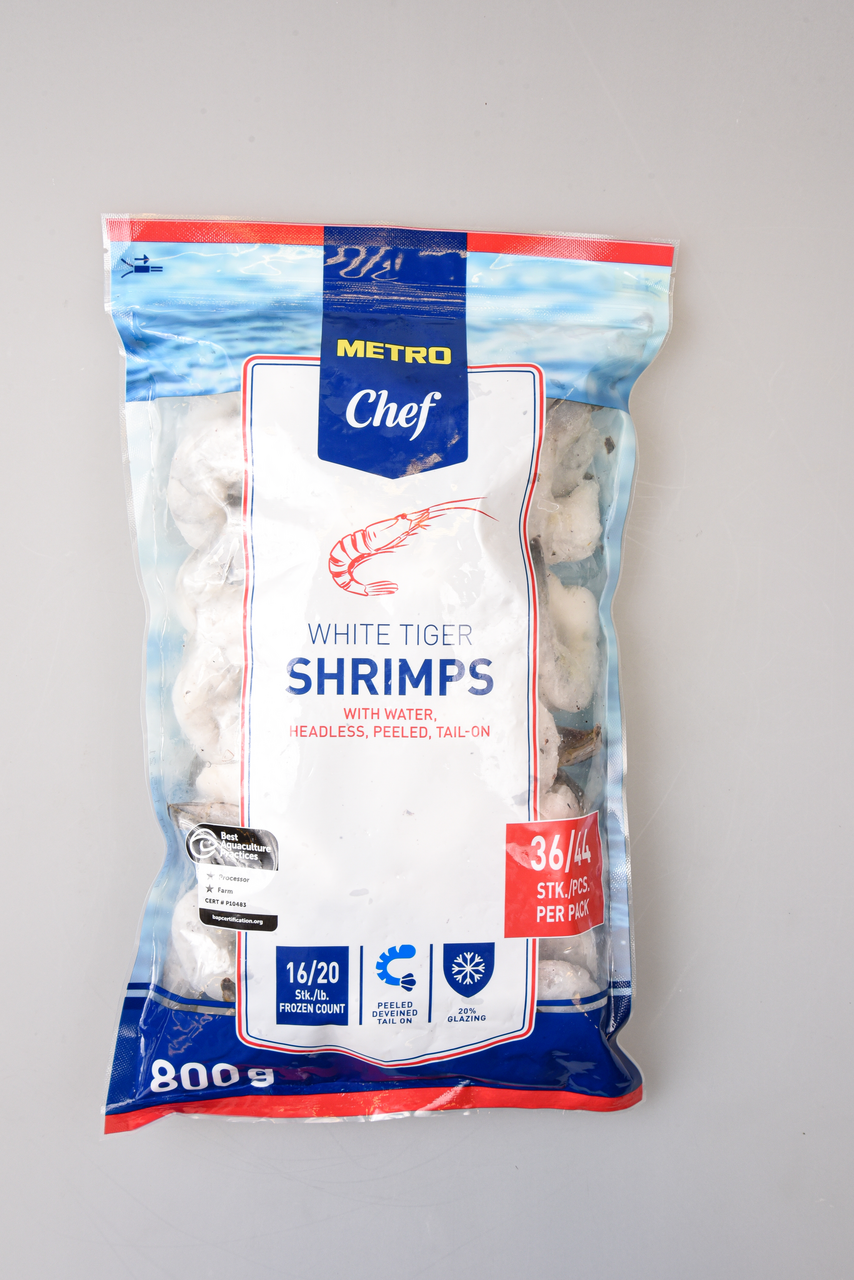 METRO Chef Creveti Cruzi Calibru 16-20 decorticati cu Coada Congelati 800 g ?
