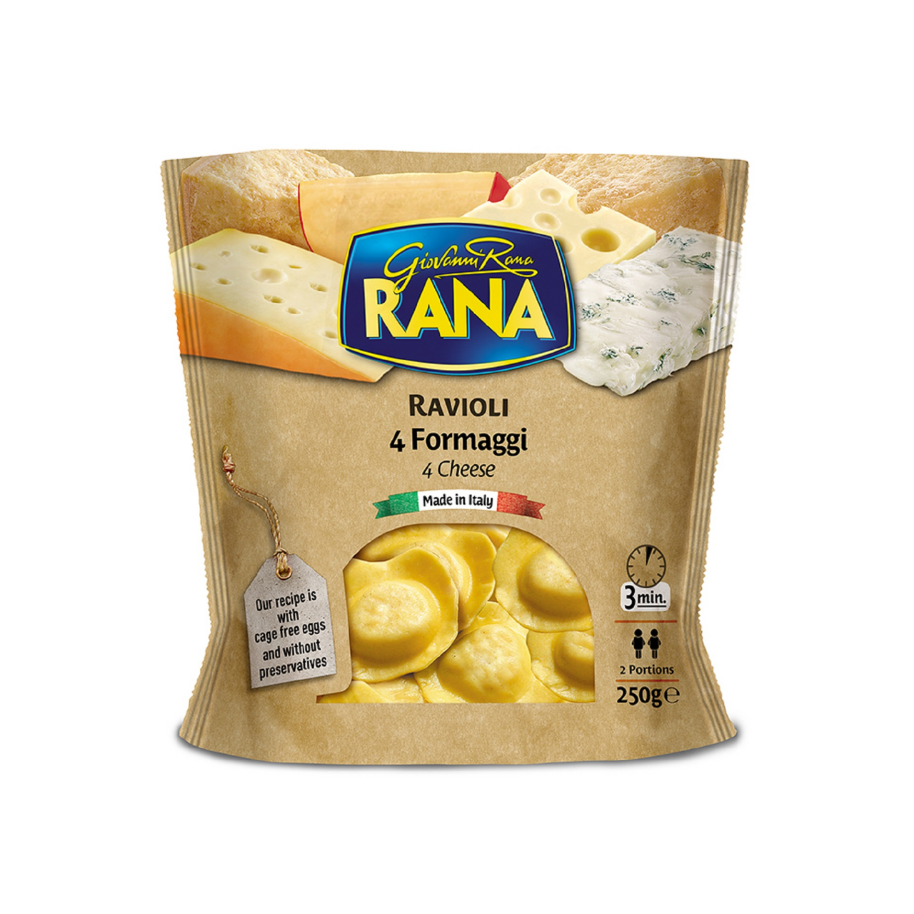 RANA Paste Ravioli cu 4 Tipuri de Branza 250 g