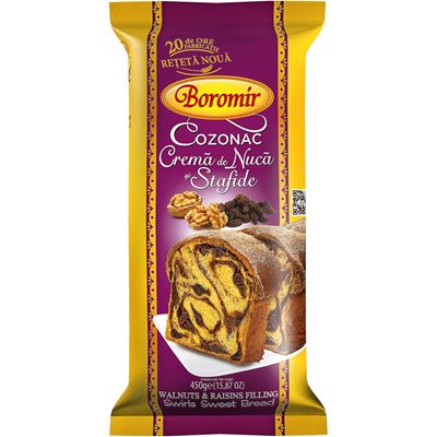 Boromir Cozonac cu Nuca si Stafide 450 g