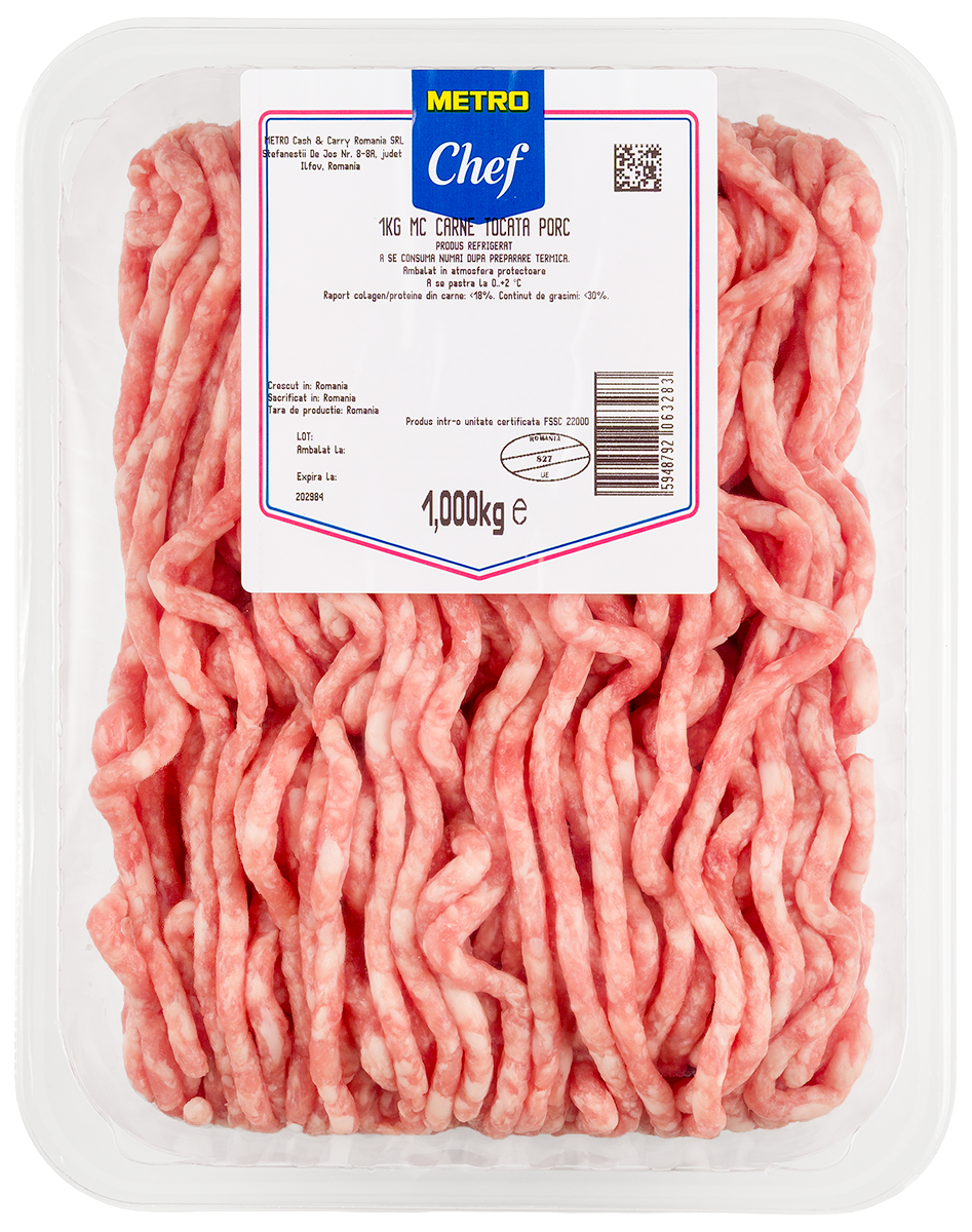 METRO Chef Carne Tocata Porc Ambalata in Tavita 1 Kg