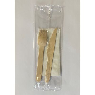 BEST PACKING Tacamuri din Lemn cu Furculita Cutit si Servetel