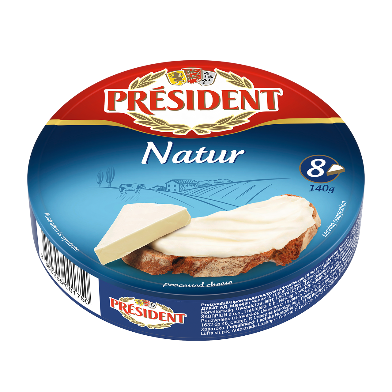 PRSIDENT Branza Topita Triunghuri Natur 140 g