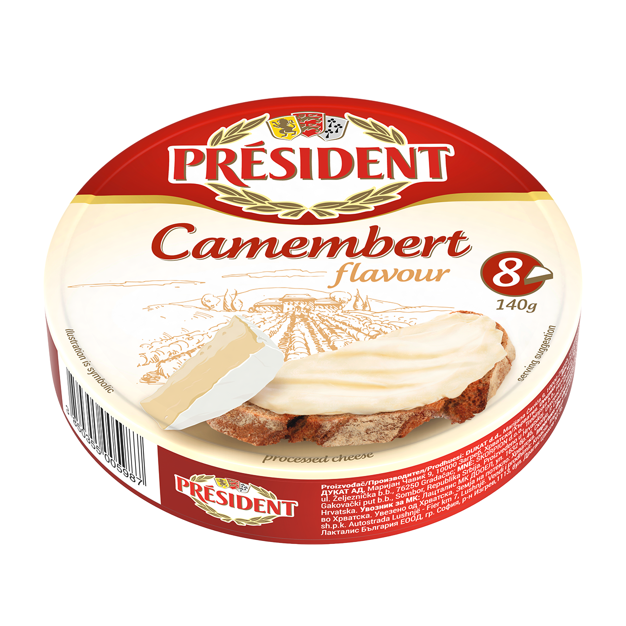 PRSIDENT Branza Topita Triunghuri cu Camembert 140 g